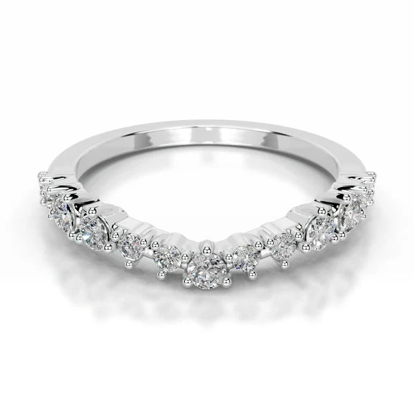 0.45 CTW Round Cut Moissanite Silver Wedding Band