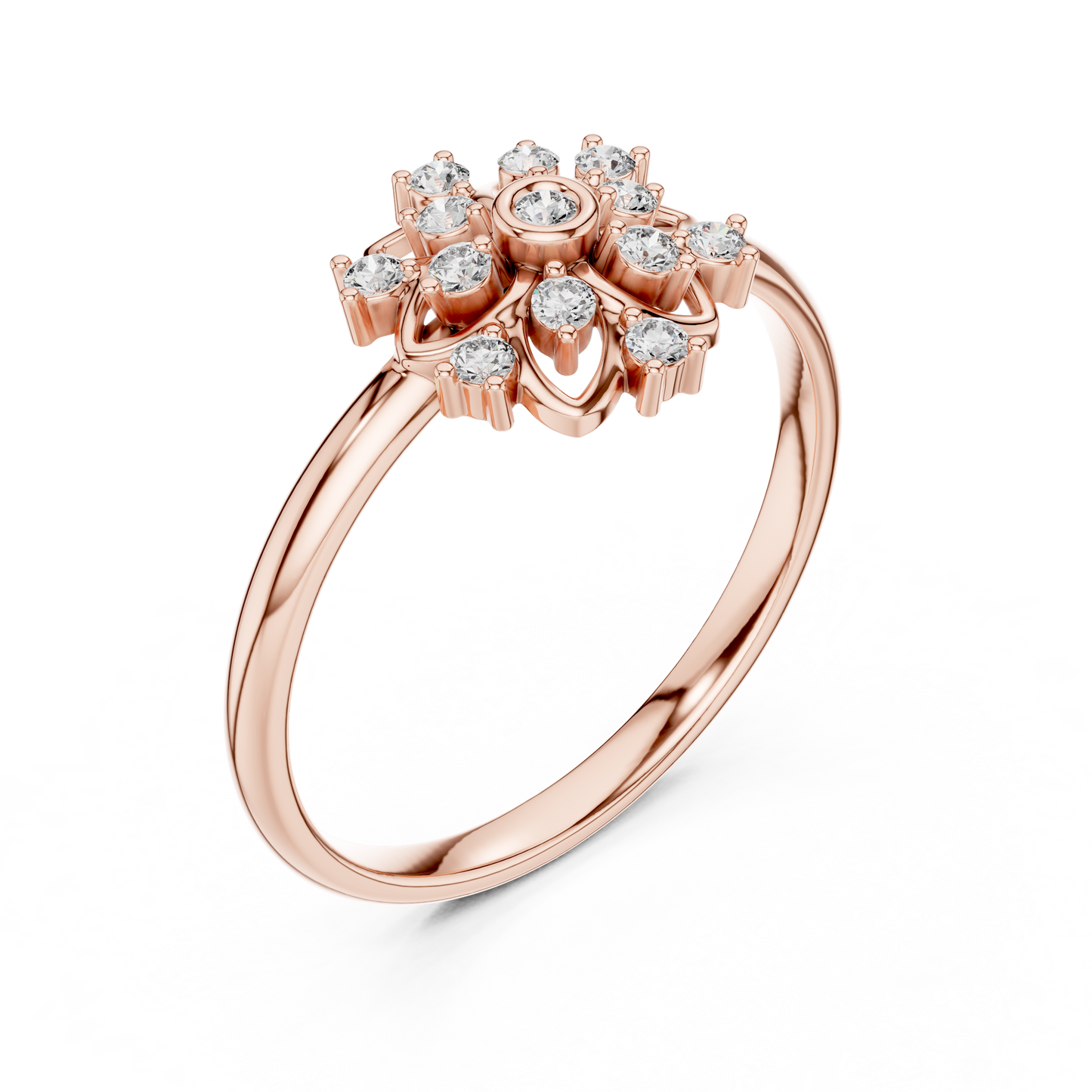 Rose Gold Lace Floral Lab Grown Diamond Ring