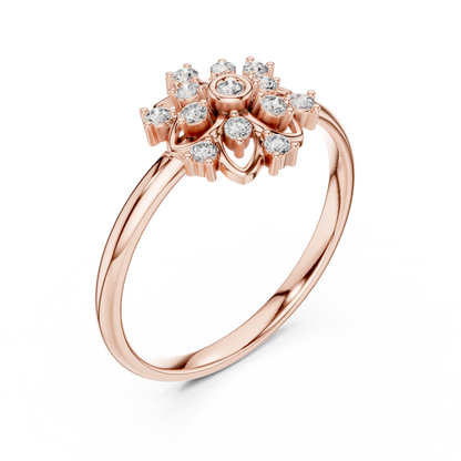 Rose Gold Lace Floral Lab Grown Diamond Ring