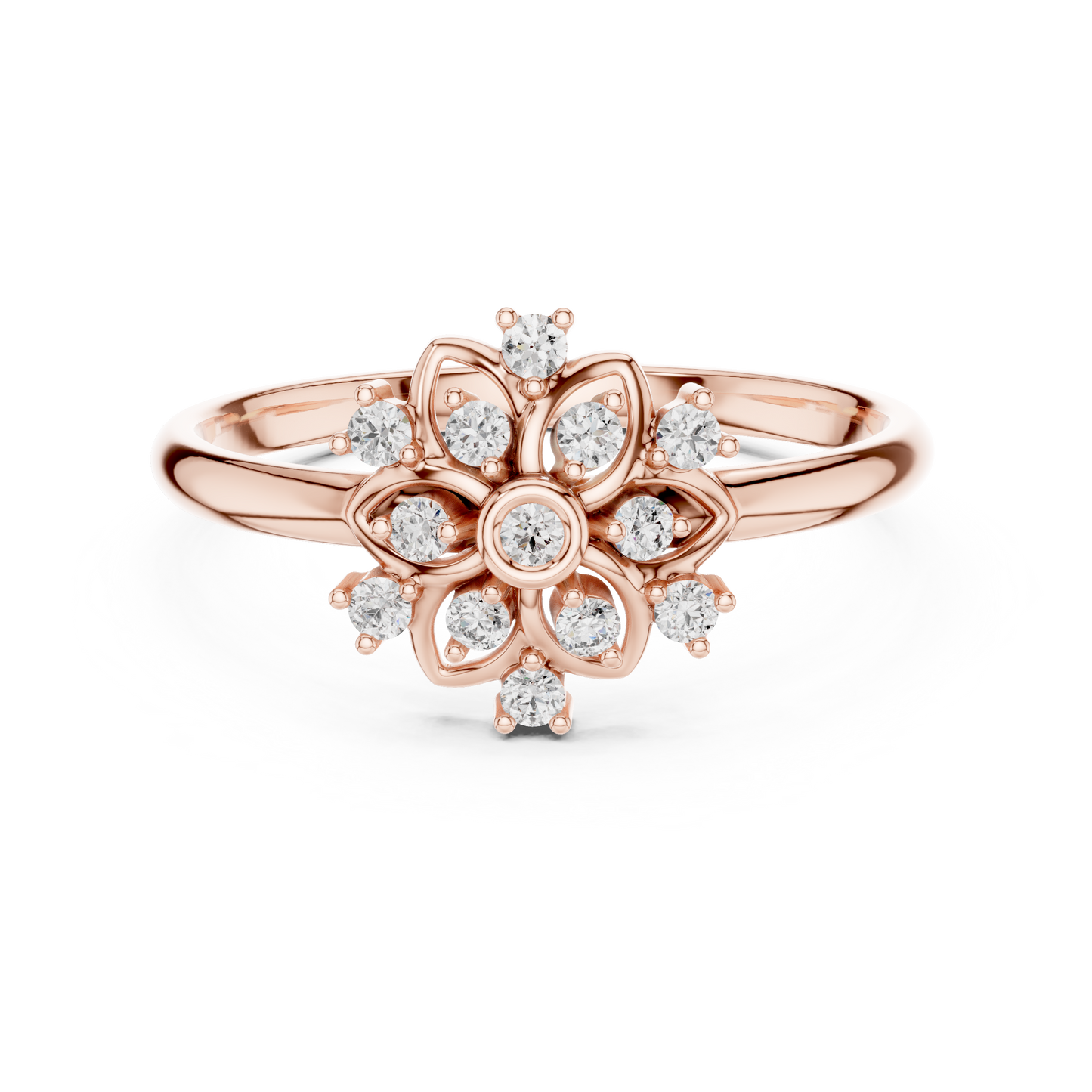 Rose Gold Lace Floral Lab Grown Diamond Ring