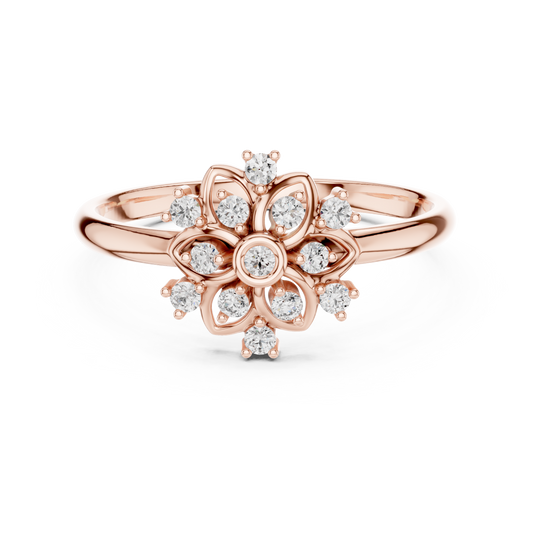 Rose Gold Lace Floral Lab Grown Diamond Ring