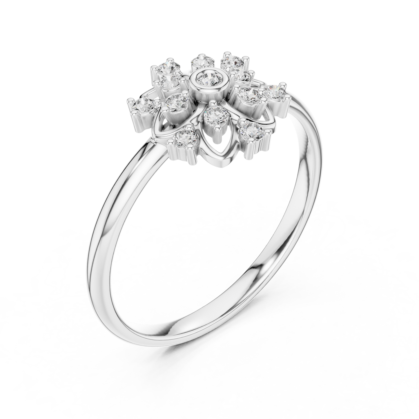 Rose Gold Lace Floral Lab Grown Diamond Ring