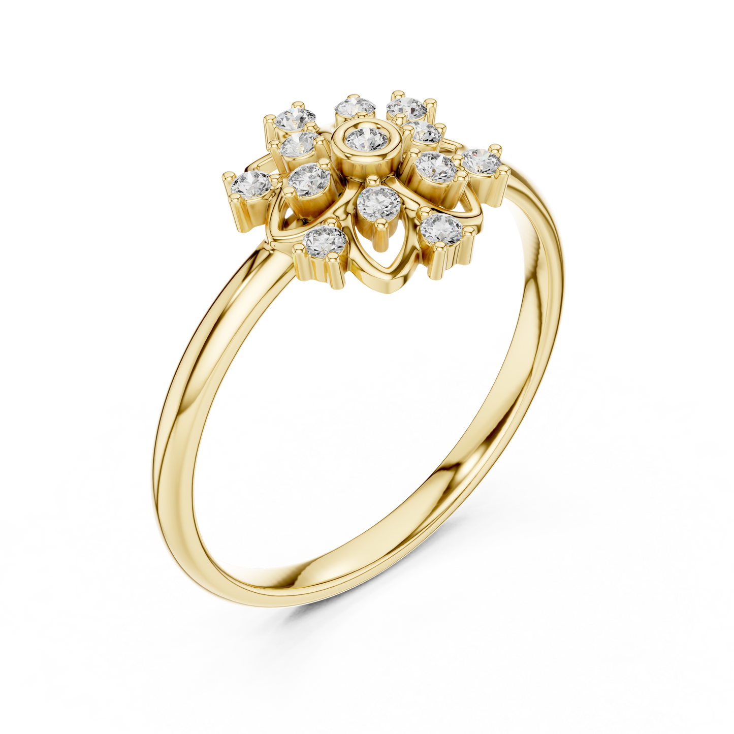 Rose Gold Lace Floral Lab Grown Diamond Ring