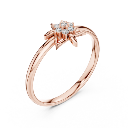 Yellow Gold Six Pointed Star Lab Grown Diamond Ring
