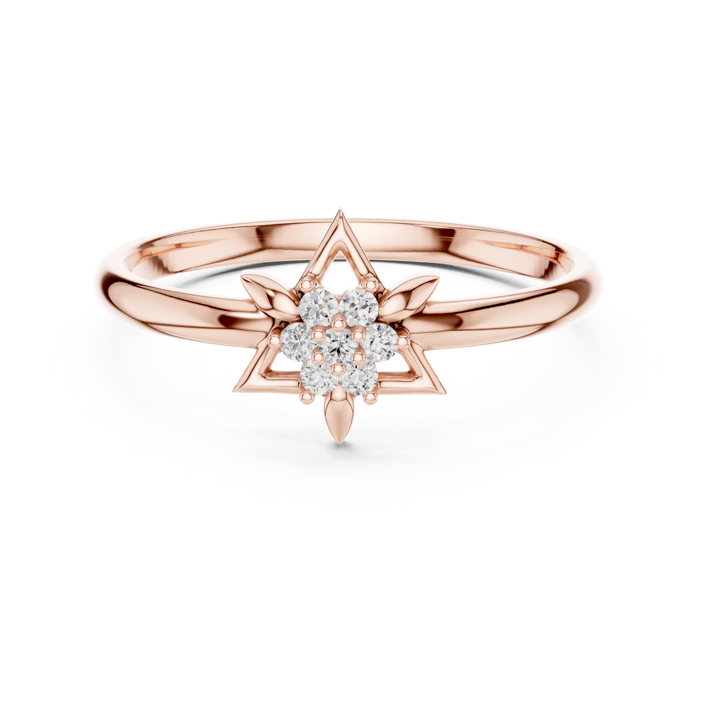 Yellow Gold Six Pointed Star Lab Grown Diamond Ring
