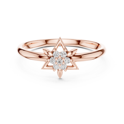 Yellow Gold Six Pointed Star Lab Grown Diamond Ring