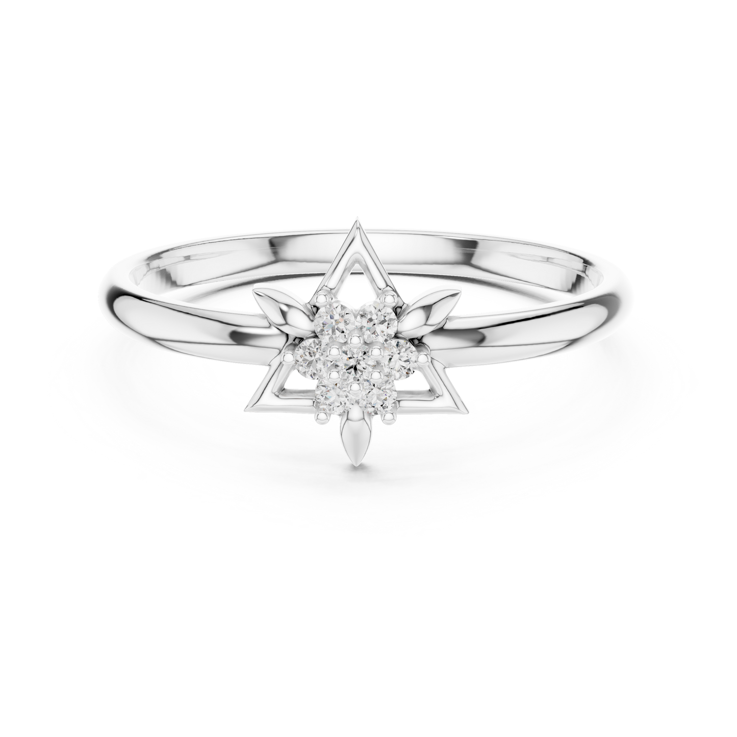 Yellow Gold Six Pointed Star Lab Grown Diamond Ring