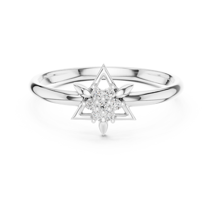 Yellow Gold Six Pointed Star Lab Grown Diamond Ring