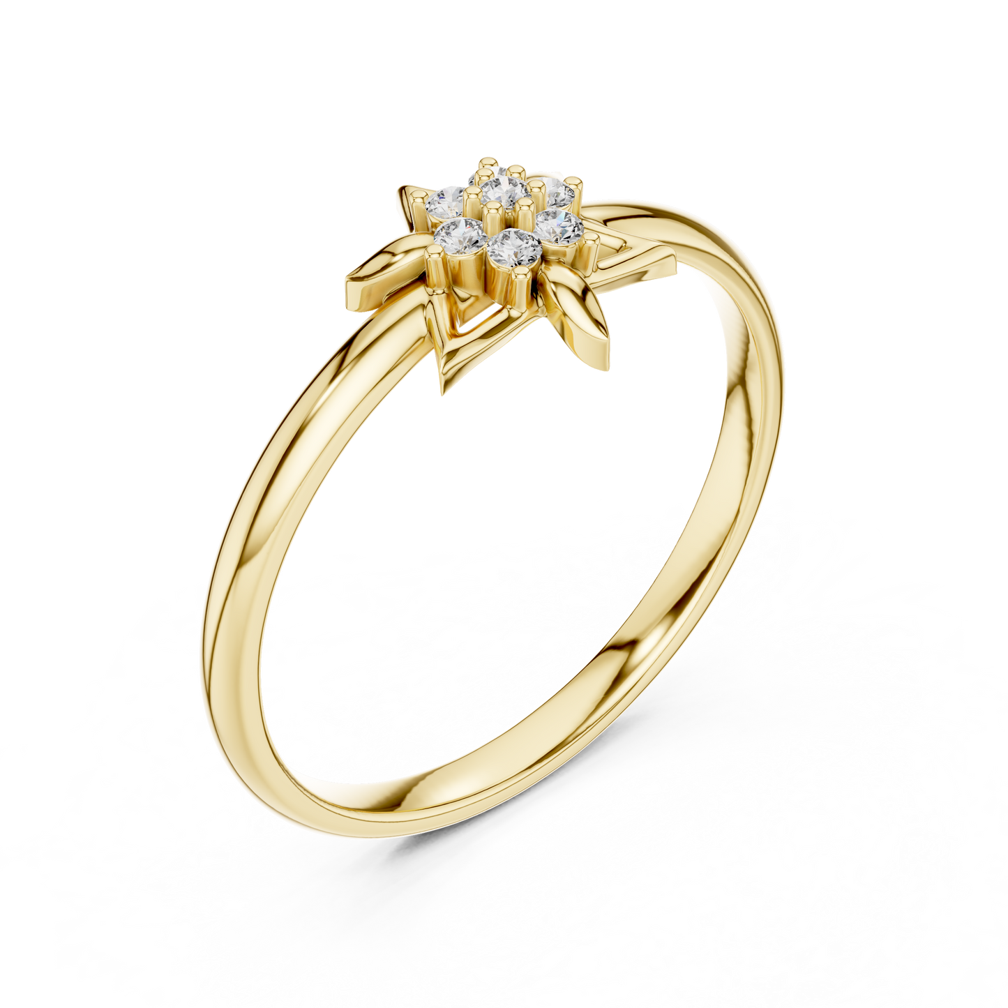 Yellow Gold Six Pointed Star Lab Grown Diamond Ring