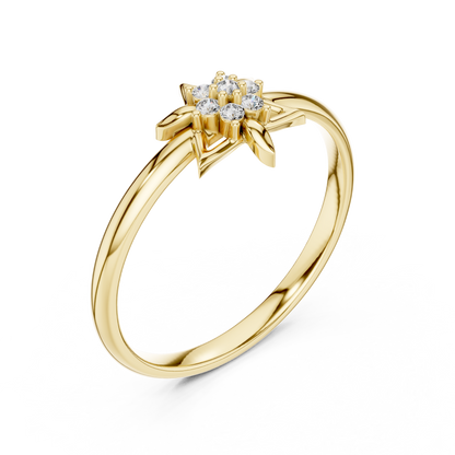 Yellow Gold Six Pointed Star Lab Grown Diamond Ring