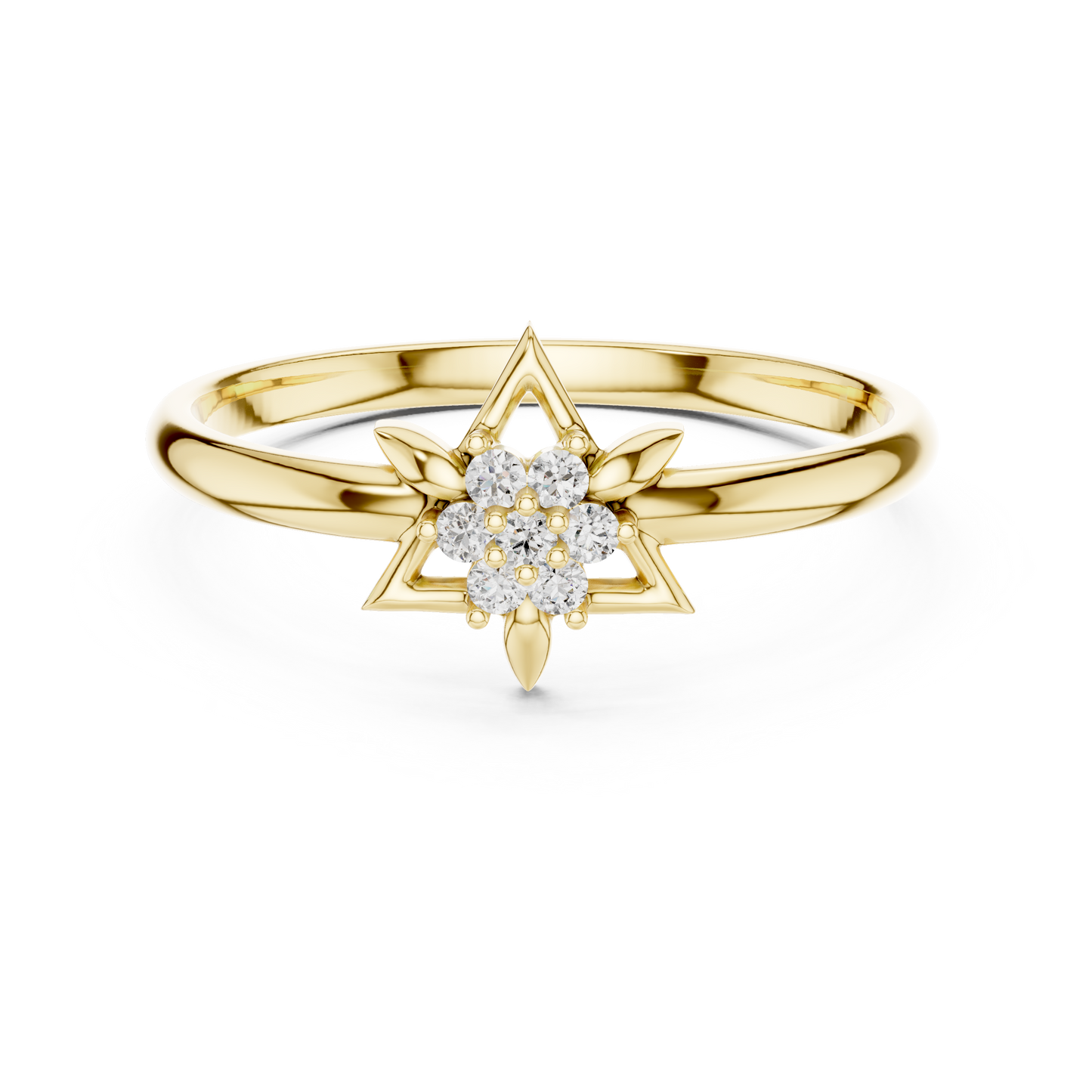 Yellow Gold Six Pointed Star Lab Grown Diamond Ring