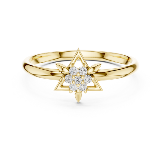 Yellow Gold Six Pointed Star Lab Grown Diamond Ring