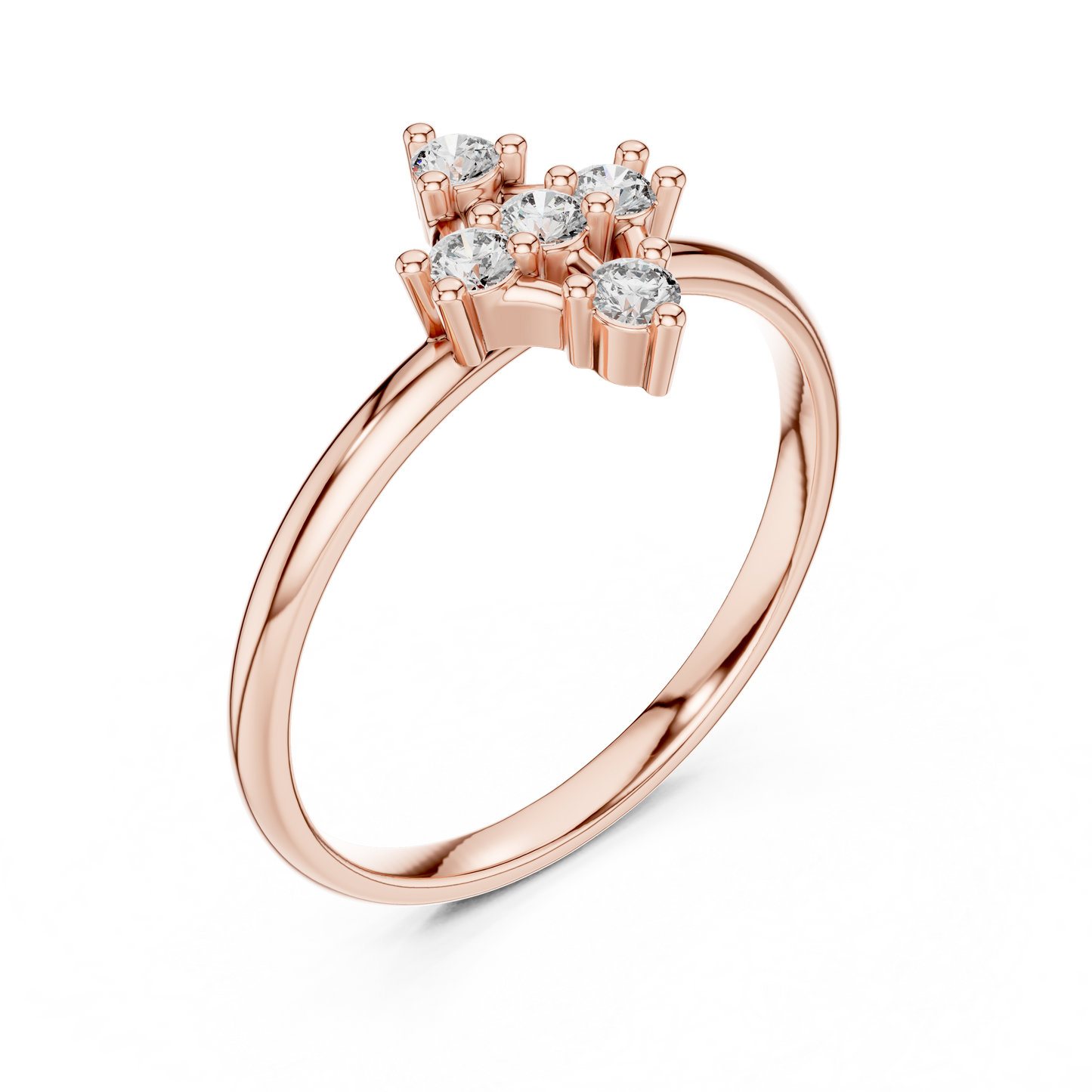 Round Lab Grown Diamond Kite Shape Ring