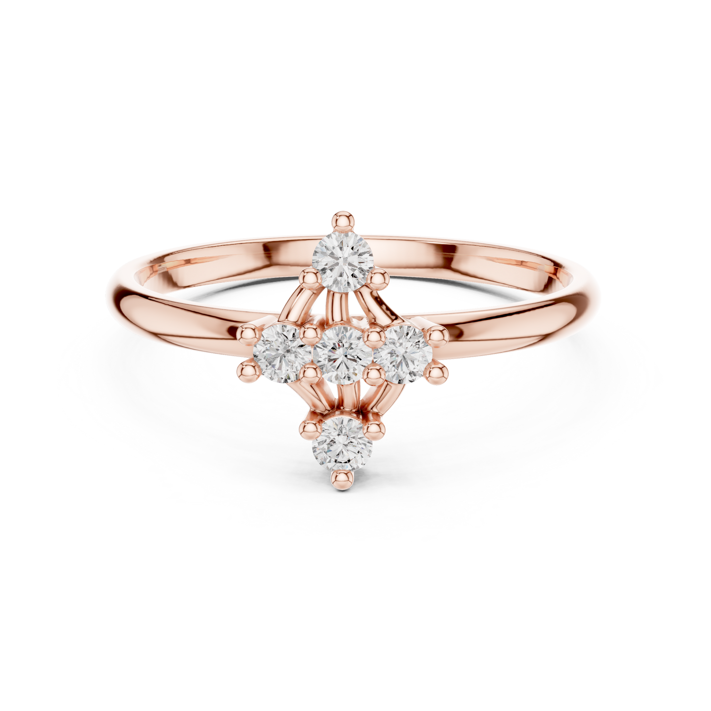 Round Lab Grown Diamond Kite Shape Ring