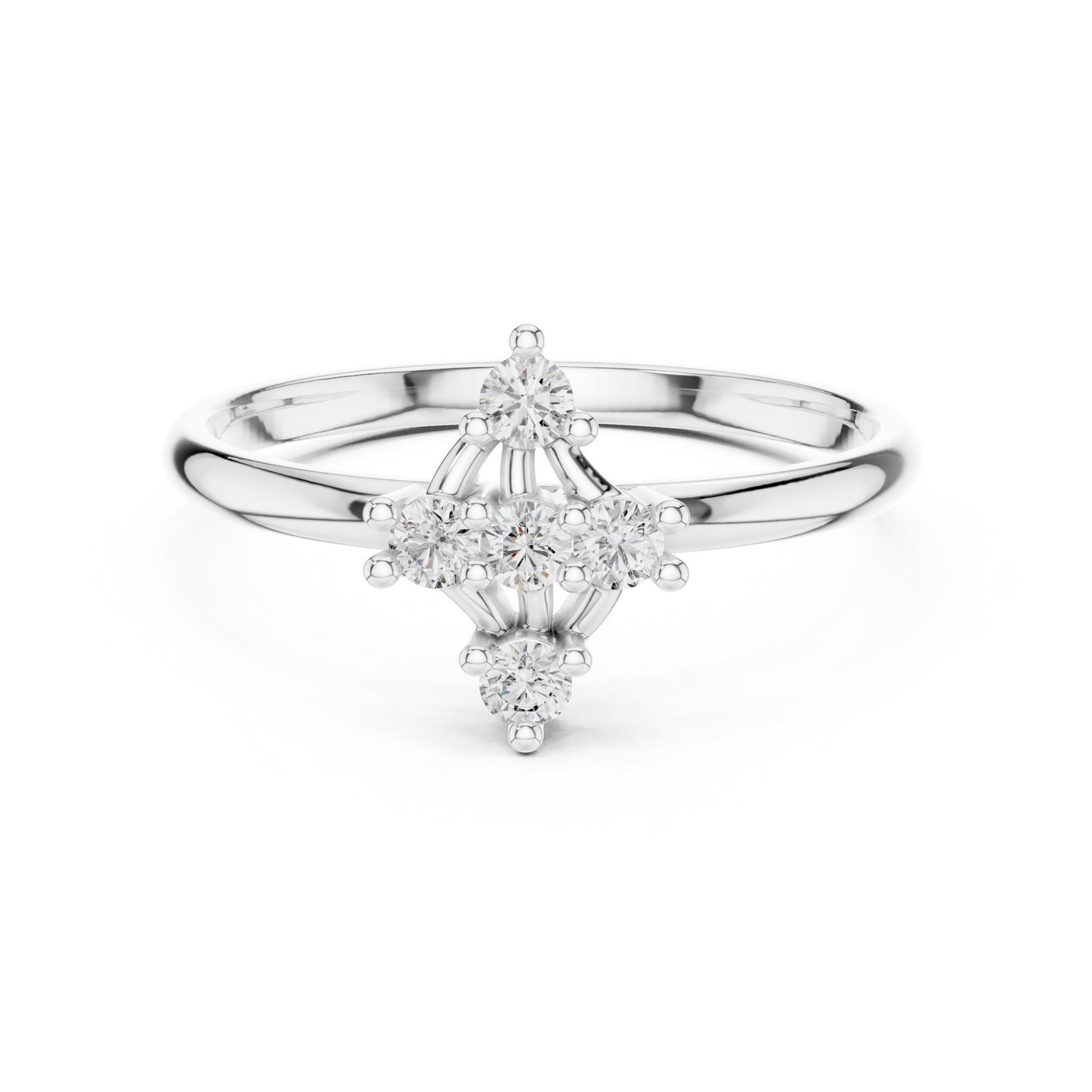 Round Lab Grown Diamond Kite Shape Ring