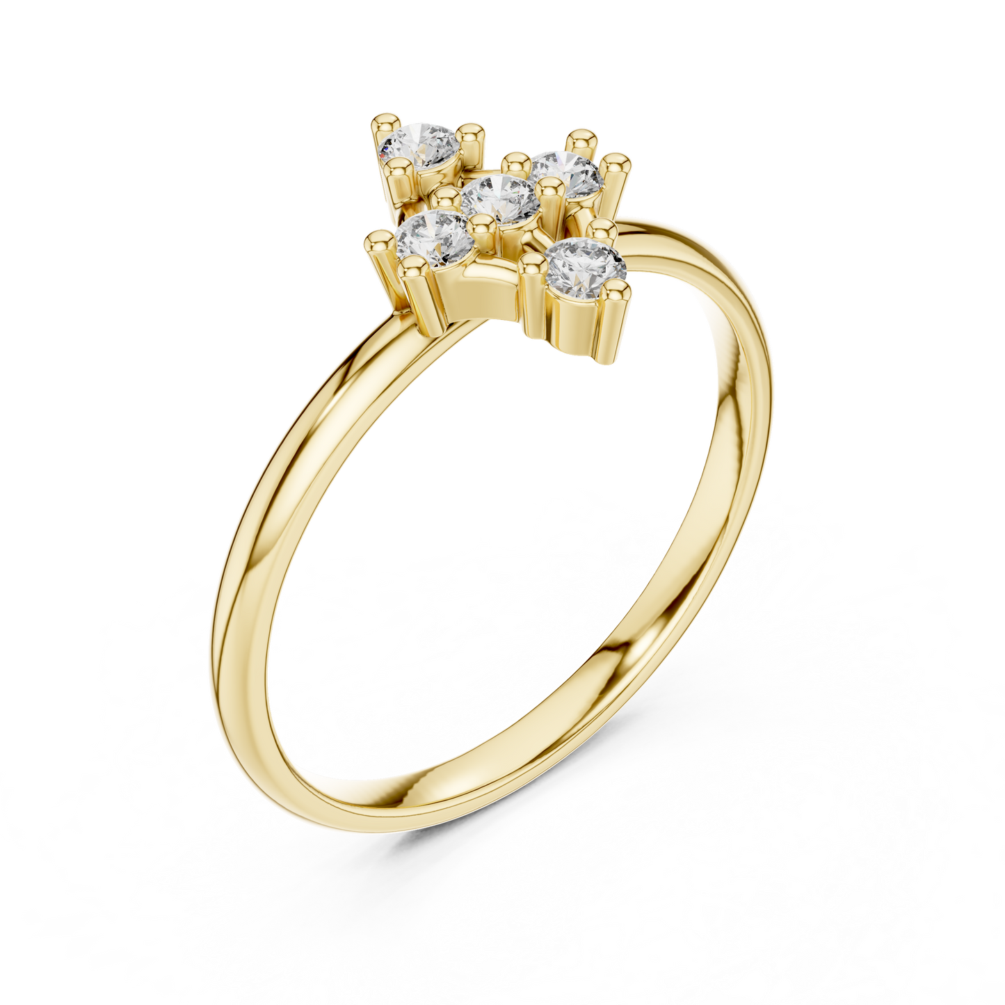 Round Lab Grown Diamond Kite Shape Ring