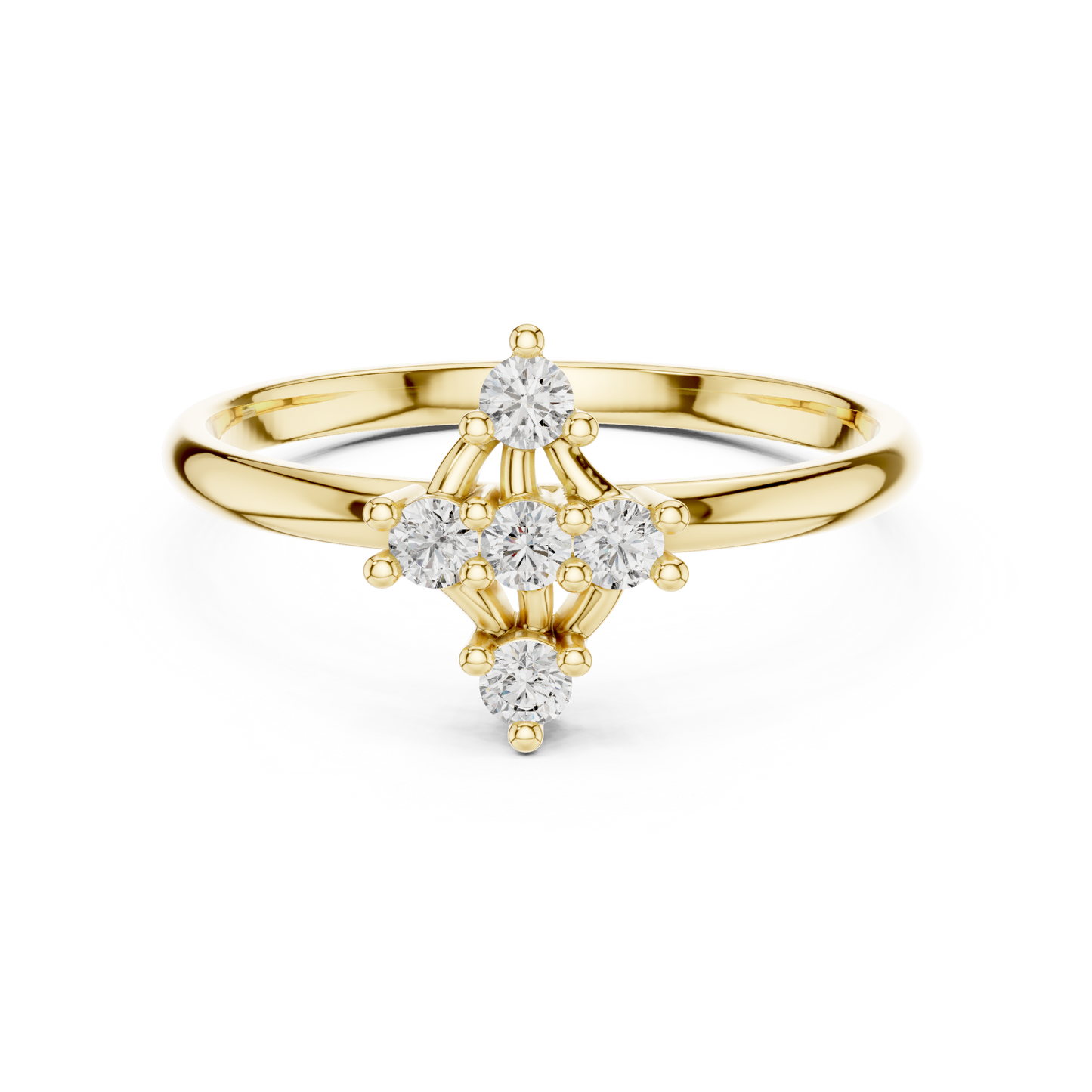 Round Lab Grown Diamond Kite Shape Ring