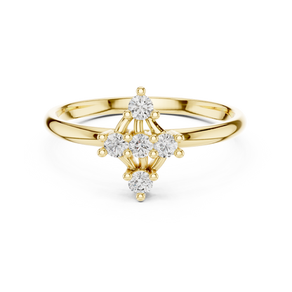 Round Lab Grown Diamond Kite Shape Ring