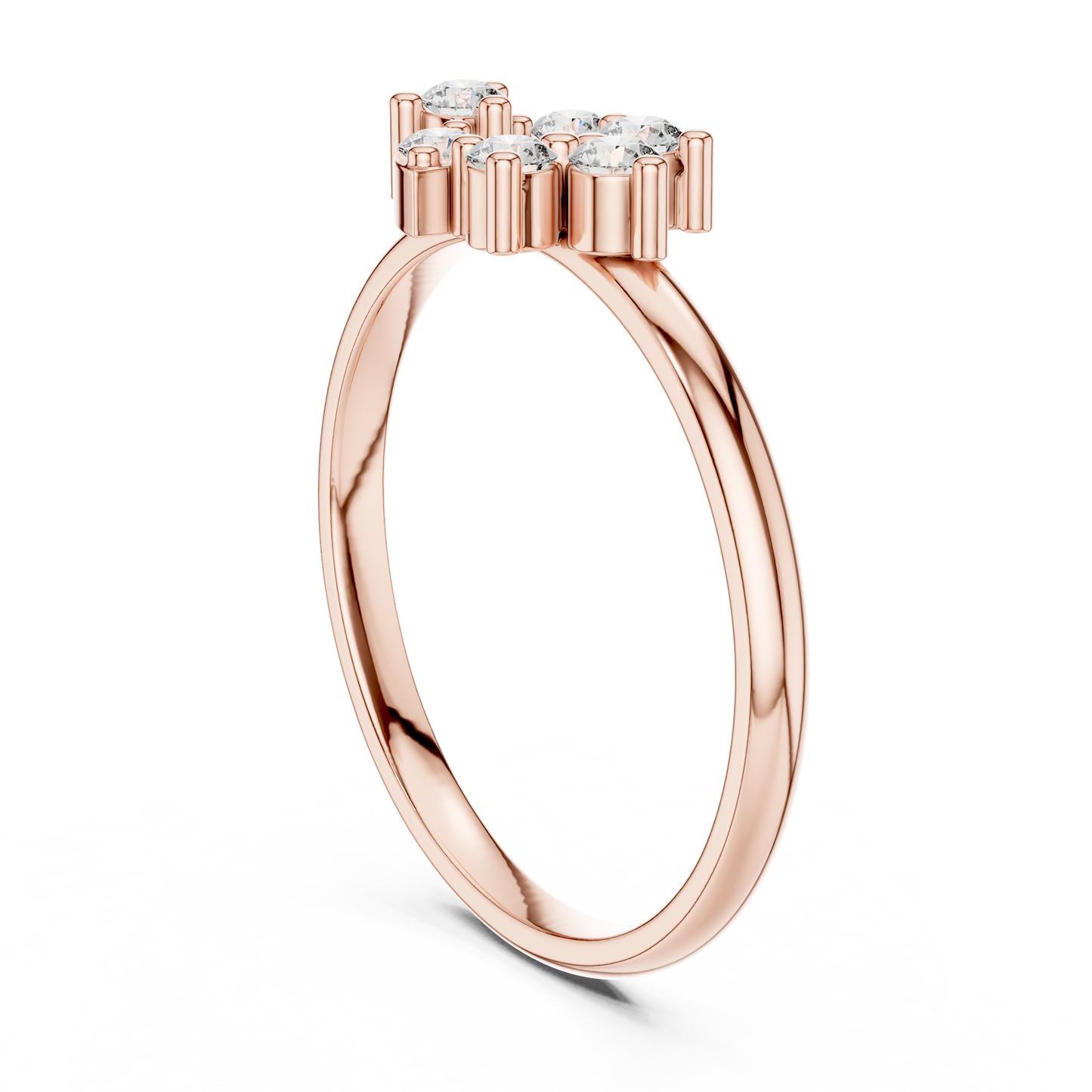 Round Lab Grown Diamond Fan Cluster Ring