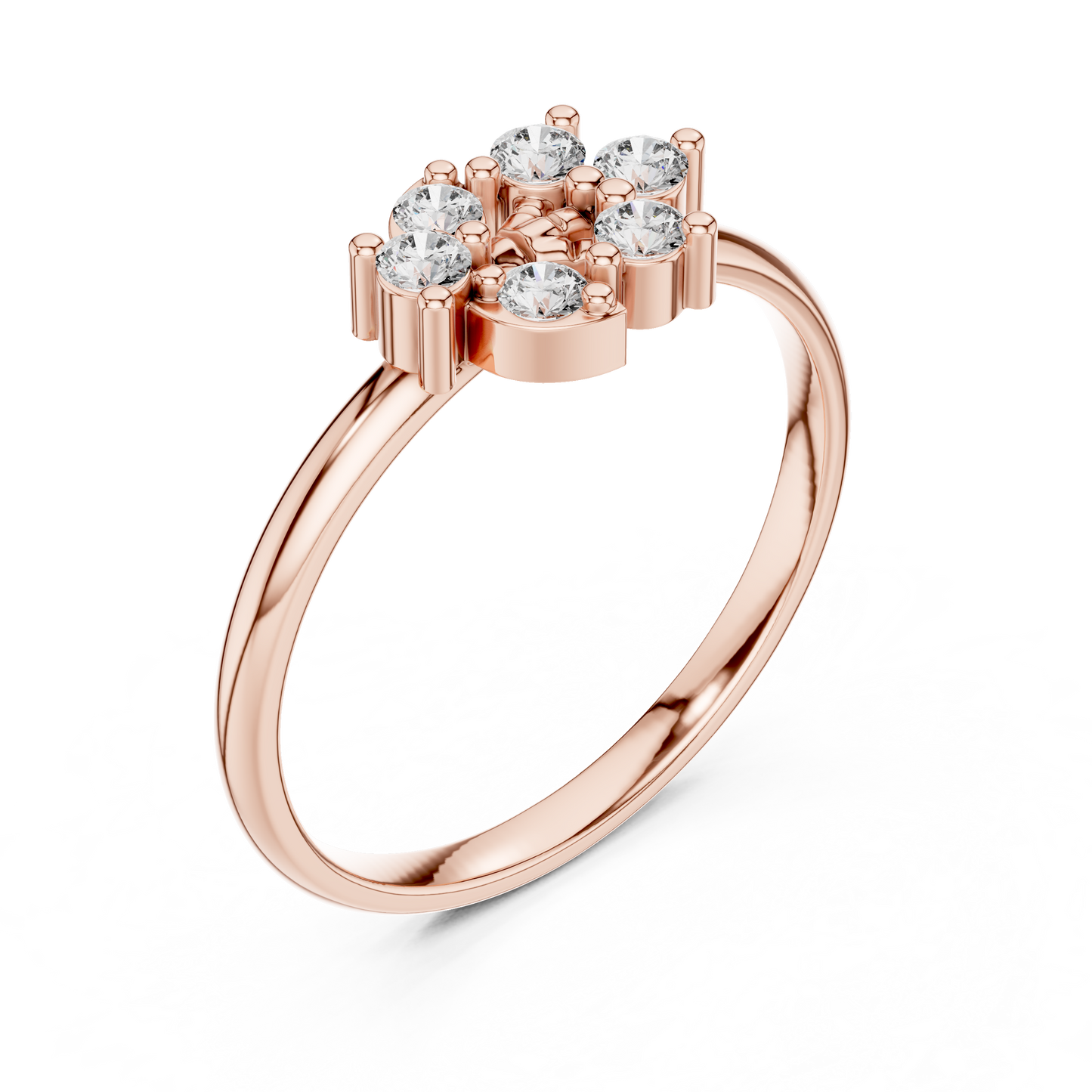 Round Lab Grown Diamond Fan Cluster Ring