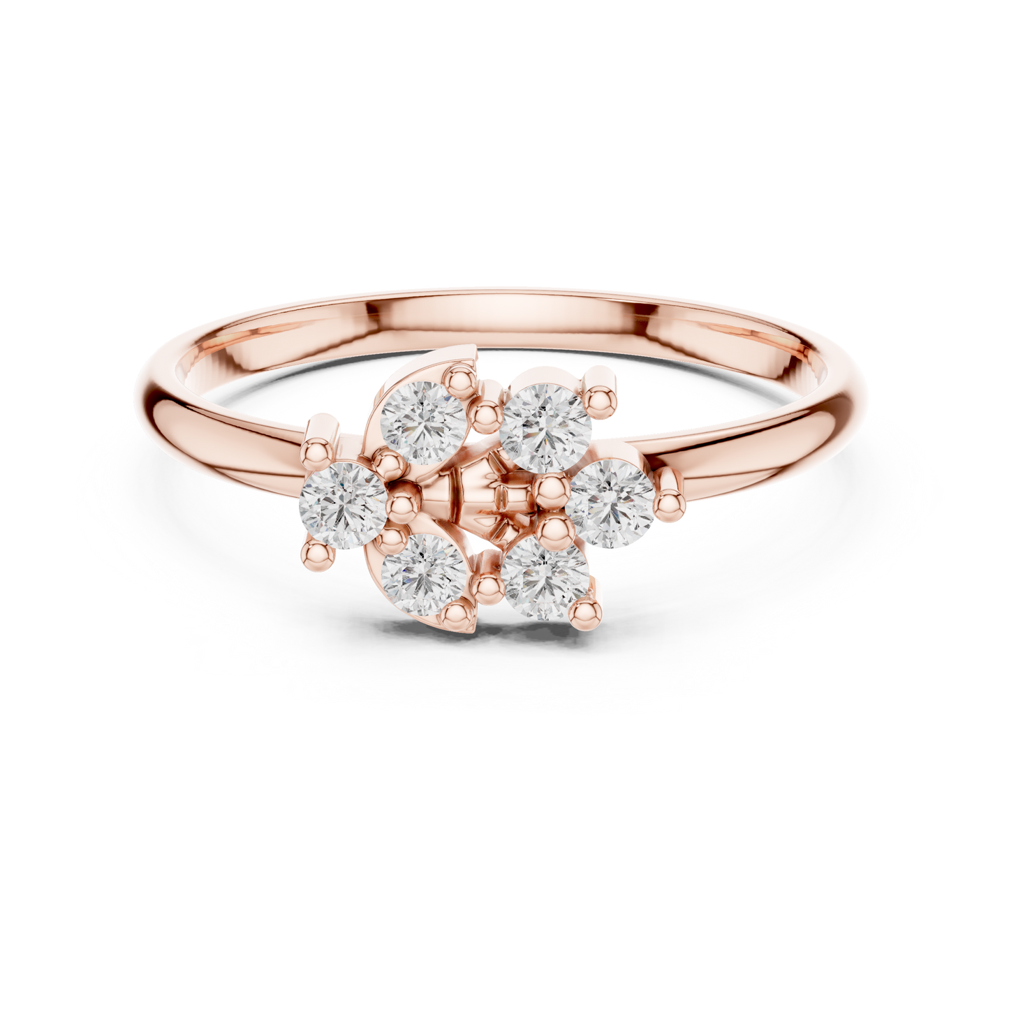 Round Lab Grown Diamond Fan Cluster Ring