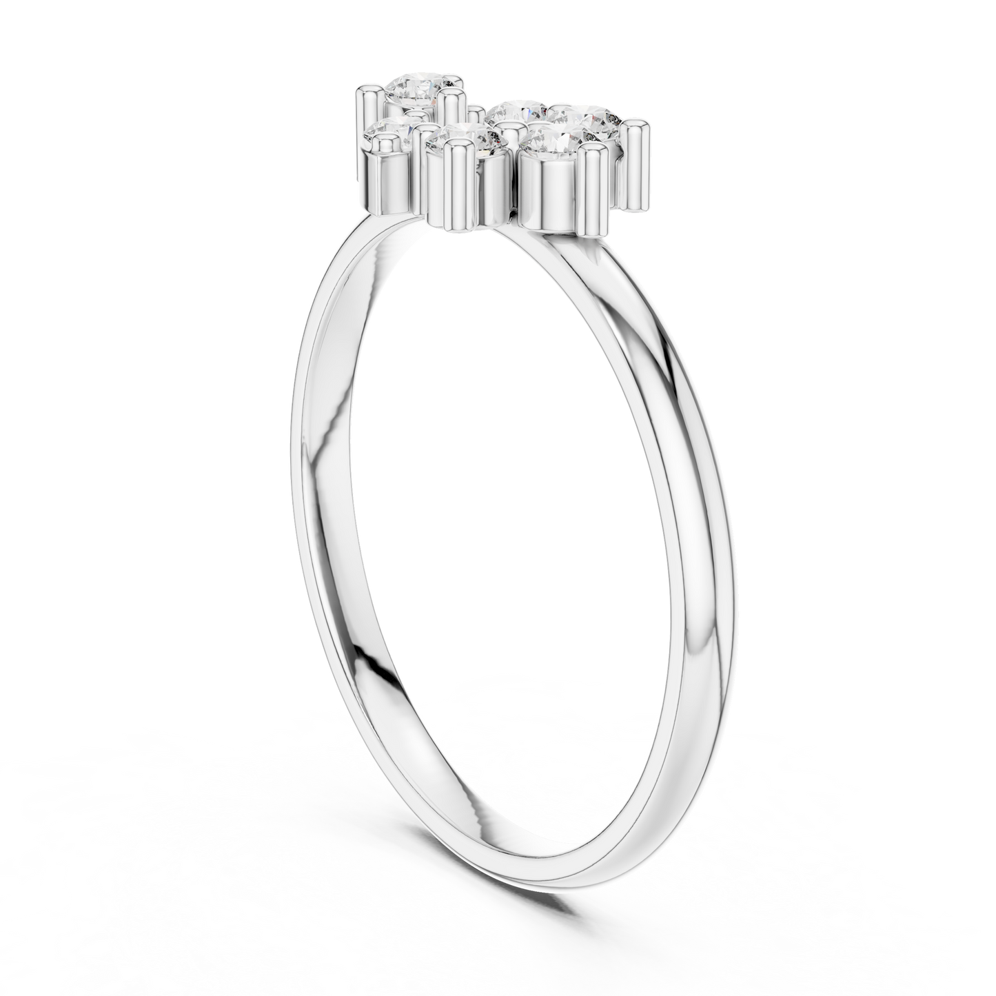 Round Lab Grown Diamond Fan Cluster Ring