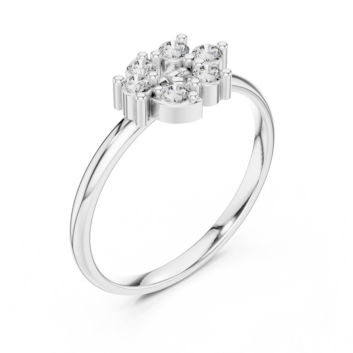 Round Lab Grown Diamond Fan Cluster Ring