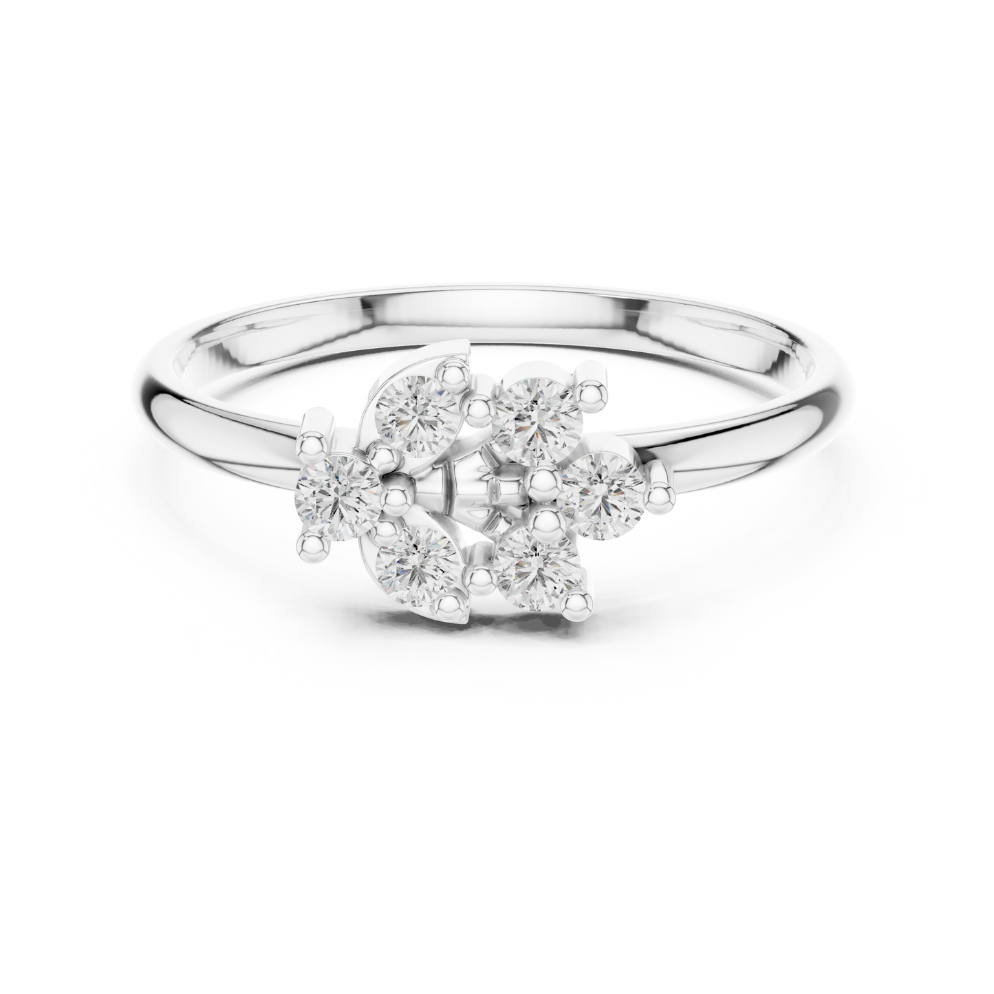 Round Lab Grown Diamond Fan Cluster Ring