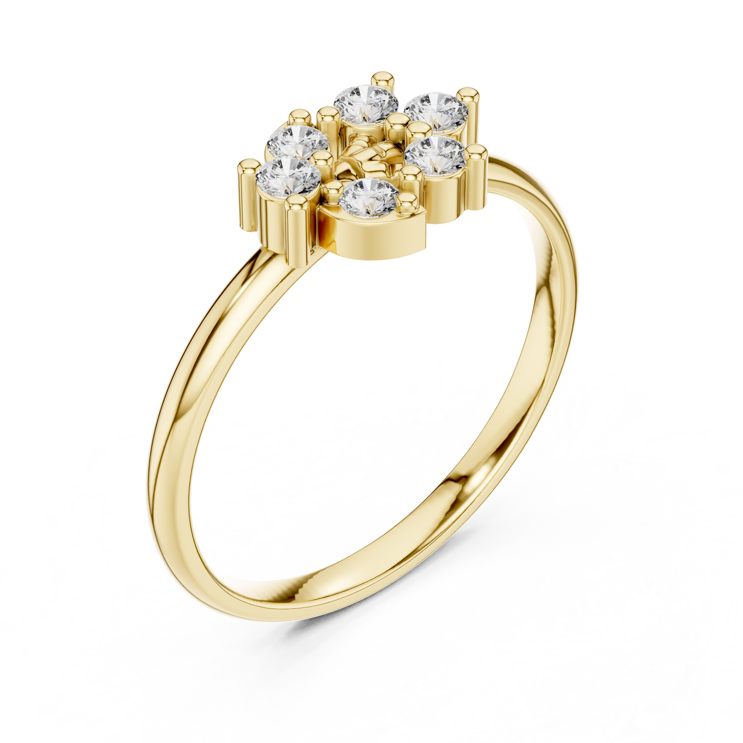 Round Lab Grown Diamond Fan Cluster Ring