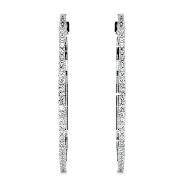 Round Cut Moissanite Silver Hoop Earring