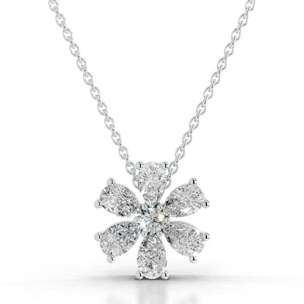 1.8 CTW Moissanite Silver Flower Pendant