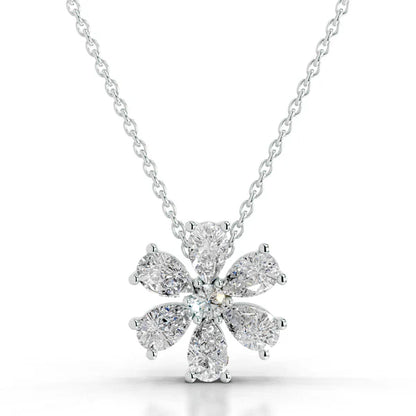 1.8 CTW Moissanite Silver Flower Pendant