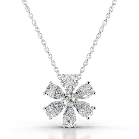 1.8 CTW Moissanite Silver Flower Pendant