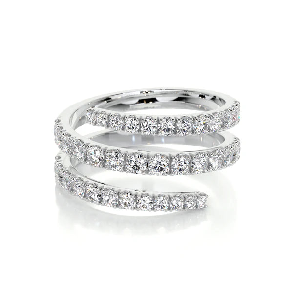 0.84 CTW Round Cut Moissanite Silver Spiral Style Wedding Band