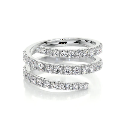 0.84 CTW Round Cut Moissanite Silver Spiral Style Wedding Band