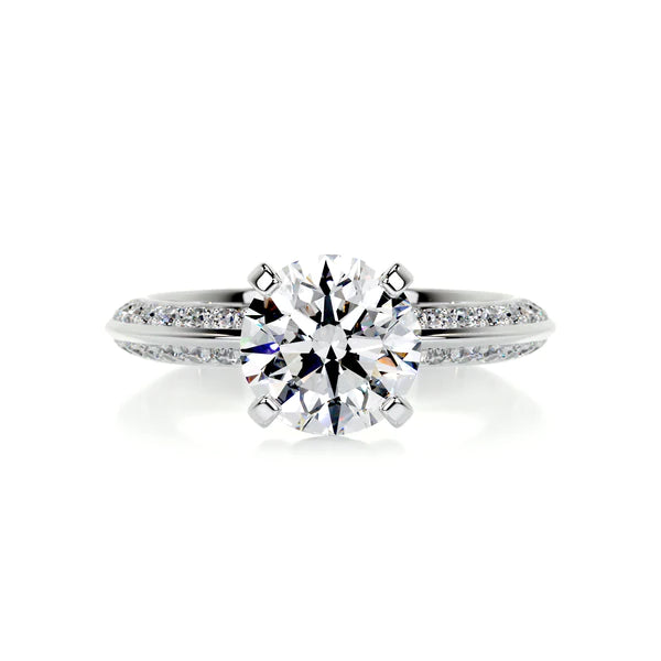 1.7 Ct Round Cut Moissanite Kinfe Edge Shank Silver Engagement Ring