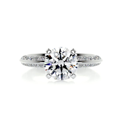 1.7 Ct Round Cut Moissanite Kinfe Edge Shank Silver Engagement Ring