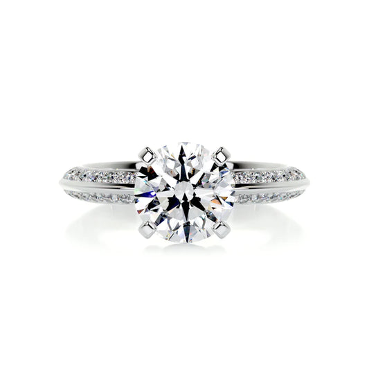 1.7 Ct Round Cut Moissanite Kinfe Edge Shank Silver Engagement Ring