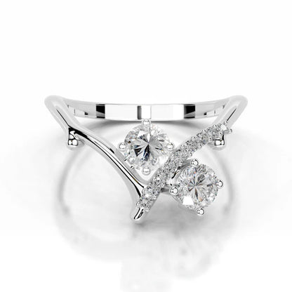 Round Cut Moissanite Silver Curved Wedding Band