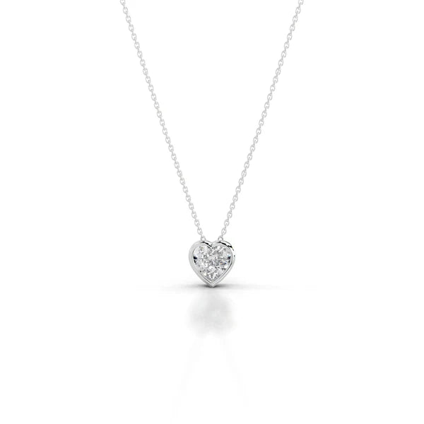 2.2 Ct Heart Cut Moissanite Silver Bezel Set Solitaire Pendant