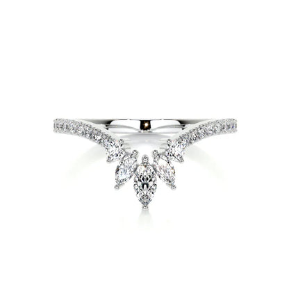 0.5 CTW Round and Marquise Cut Moissanite Silver Wedding Band