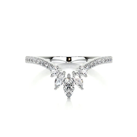 0.5 CTW Round and Marquise Cut Moissanite Silver Wedding Band