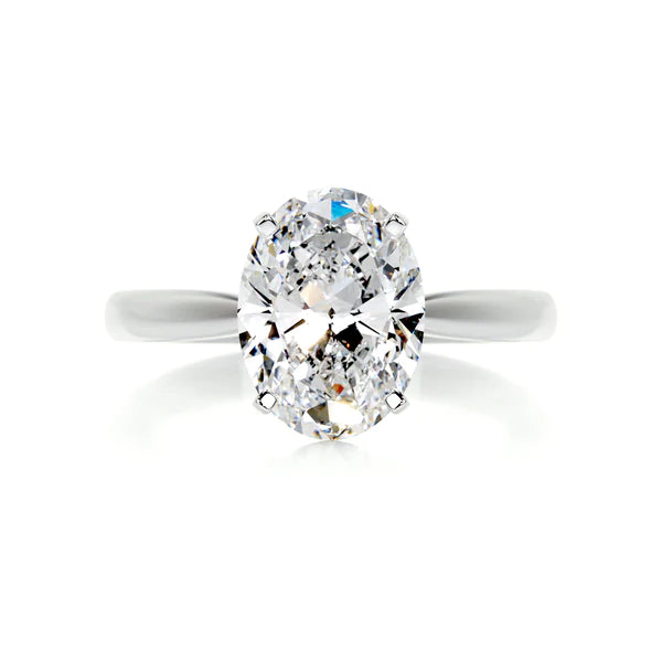 Oval Cut Moissanite Four Prong Set Silver Solitaire Engagement Ring