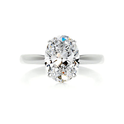 Oval Cut Moissanite Four Prong Set Silver Solitaire Engagement Ring