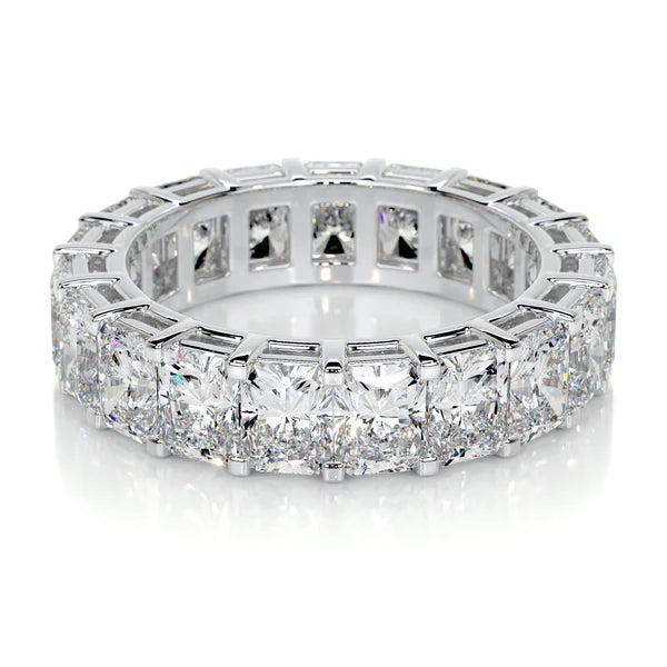 6.0 CTW Radiant Cut Moissanite Silver Full Eternity Set Wedding Band