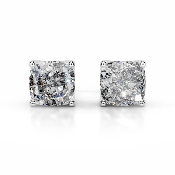 Cushion Cut Moissanite Silver Stud Earring