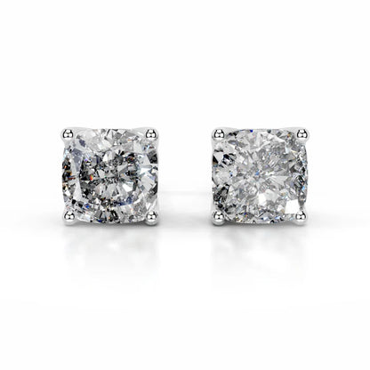 Cushion Cut Moissanite Silver Stud Earring