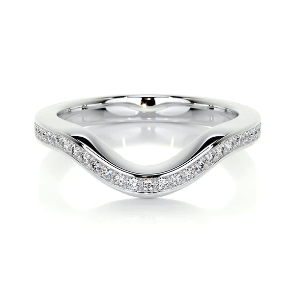 0.36 CTW Round Cut Moissanite Silver Curved Wedding Band