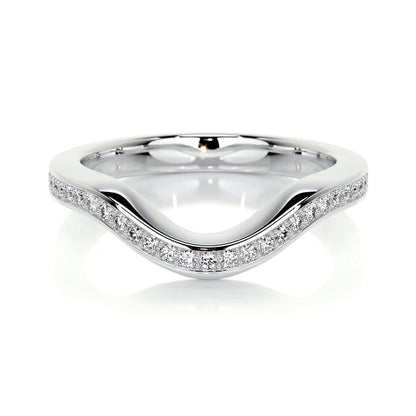 0.36 CTW Round Cut Moissanite Silver Curved Wedding Band