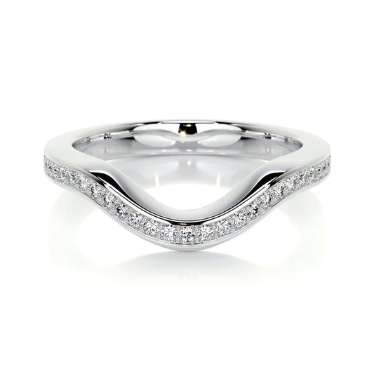 0.36 CTW Round Cut Moissanite Silver Curved Wedding Band